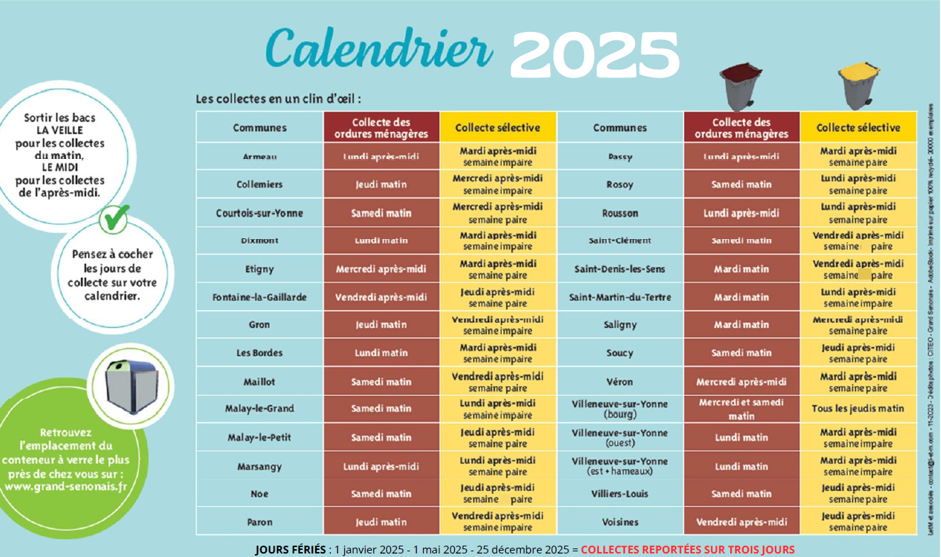 Calendrier des collectes