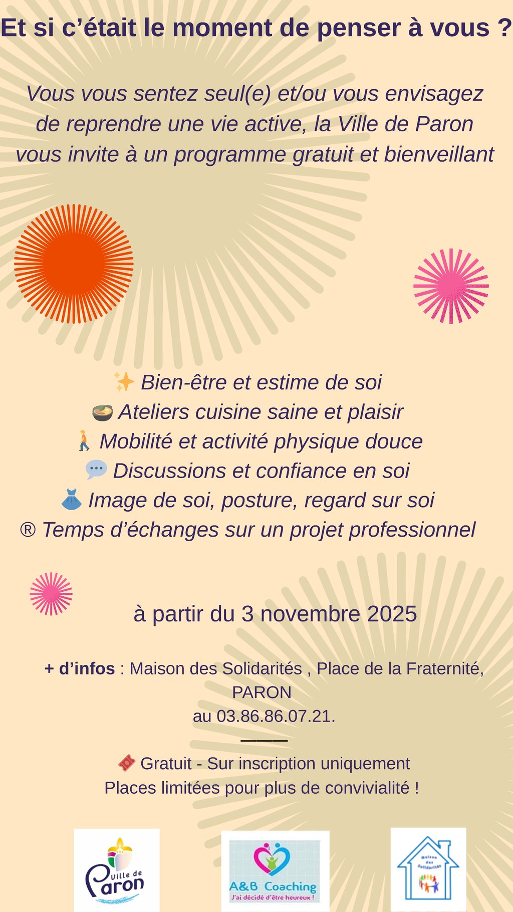 LA MAISON DES SOLIDARITÉS DE PARON PROPOSE UNE ACTION "BIEN ÊTRE ET ESTIME DE SOI "