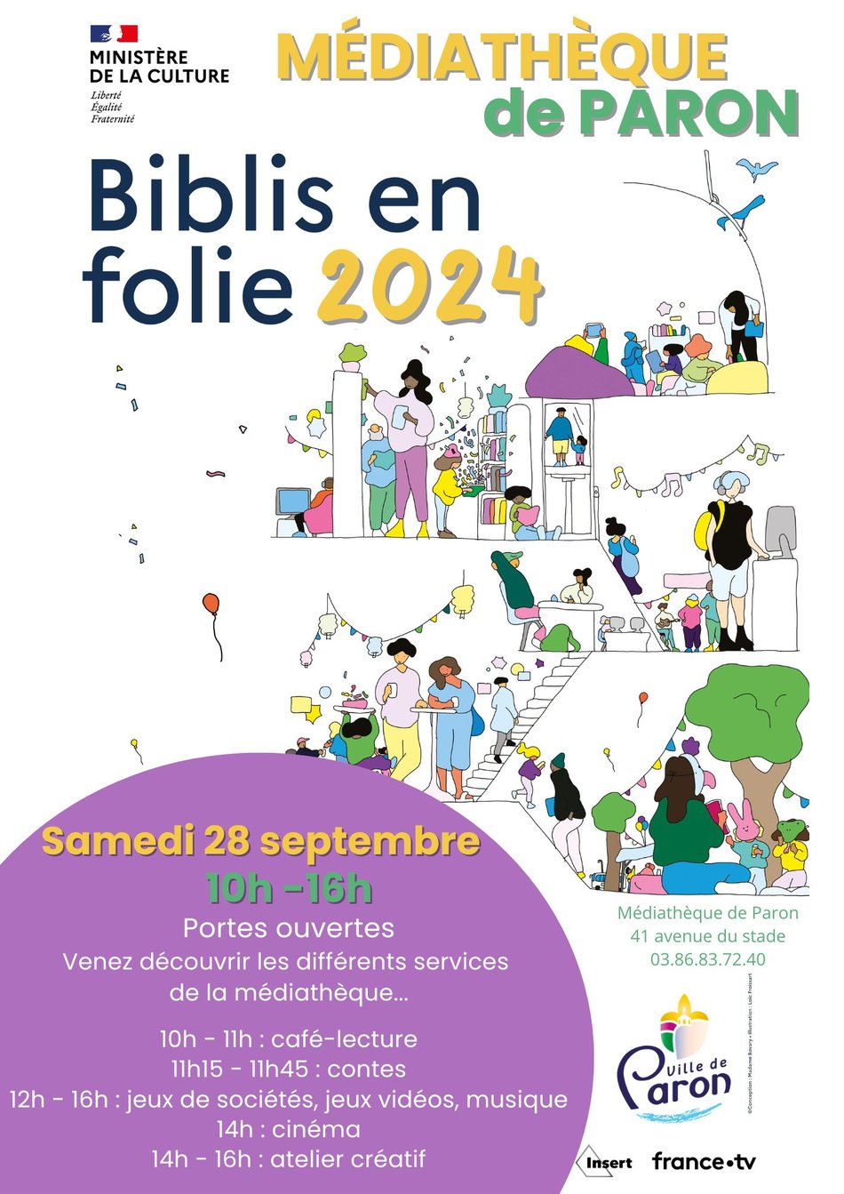 LE 28 SEPTEMBRE, LA MÉDIATHÈQUE MUNICIPALE DE PARON PARTICIPE AUX BIBLIS EN FOLIE