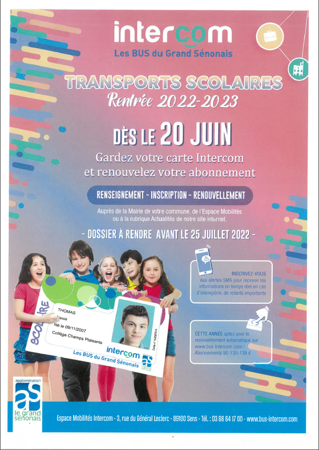 Affiche Transport scolaire 2022-2023