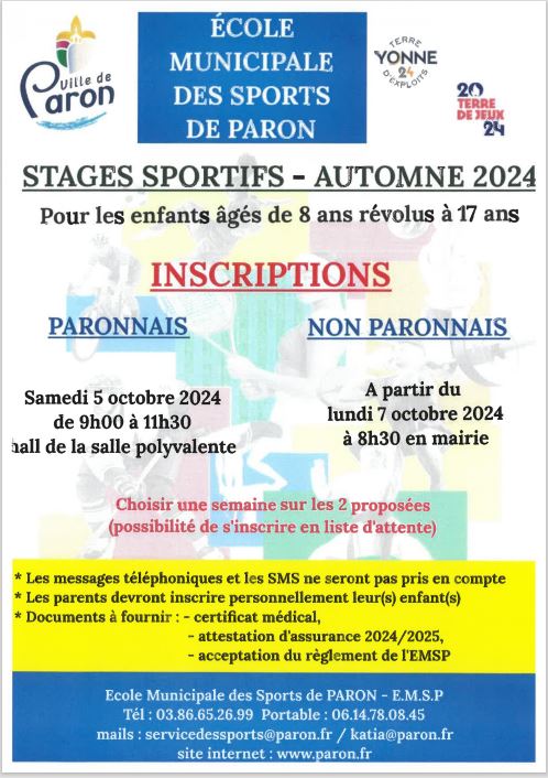 Inscriptions aux stages de l’EMSP automne 2024