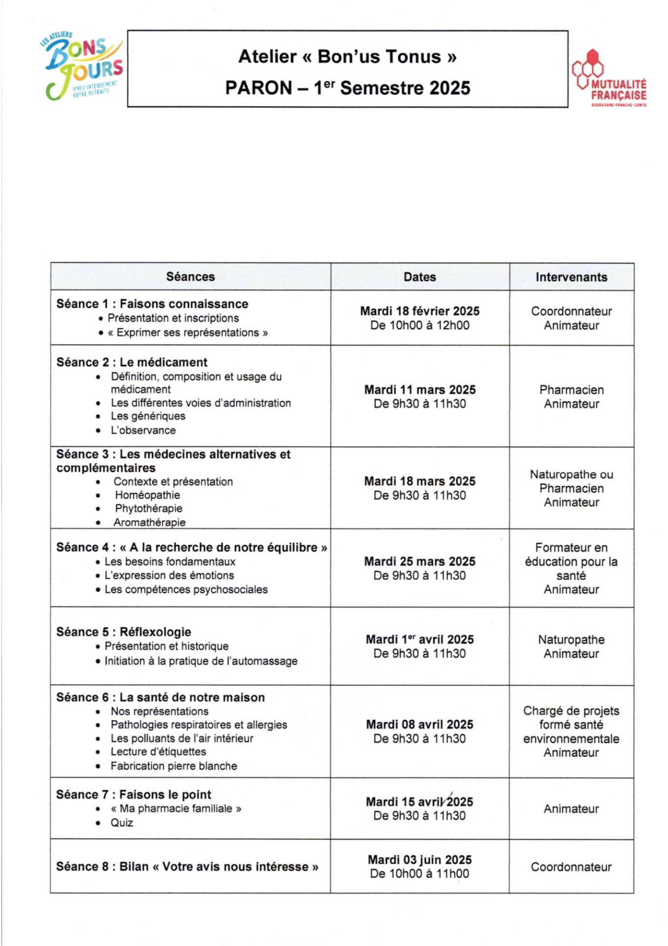 planning Bon'us Tonus