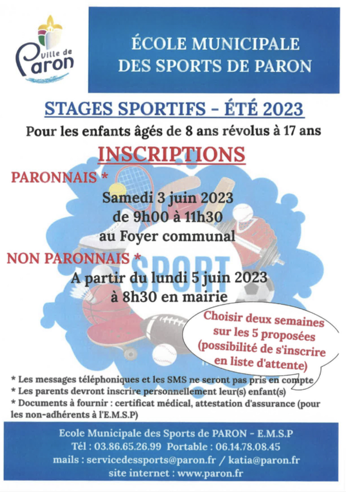 Stages Sportifs EMSP - Été 2023 